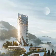 悬浮塔冠捕捉季风｜生物亲和型建筑的形态突围