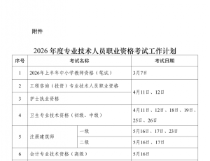 人社部发布2026年度专业技术人员职业资格考试工作计划
