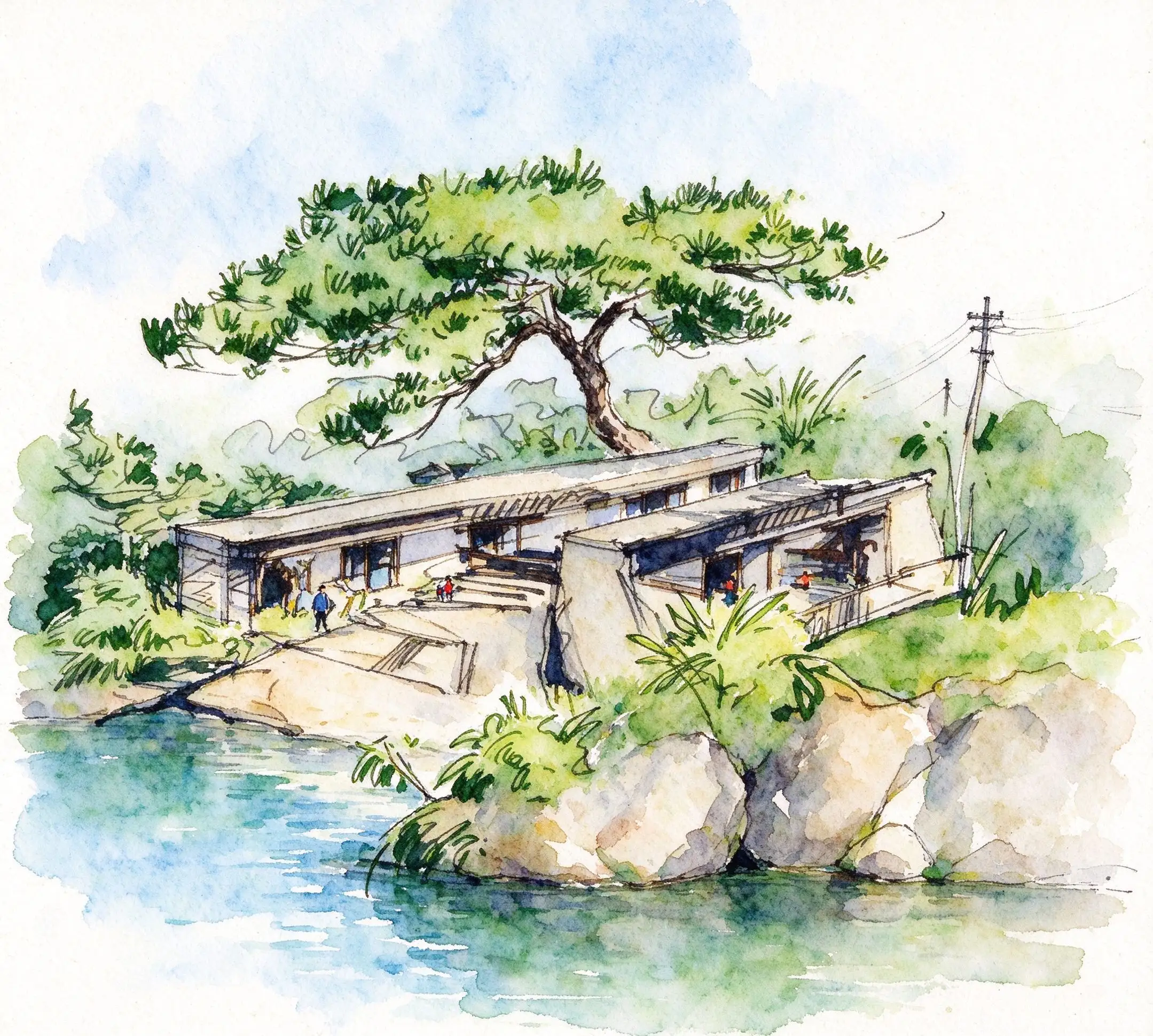 水彩_庐山松荫亭阁.webp