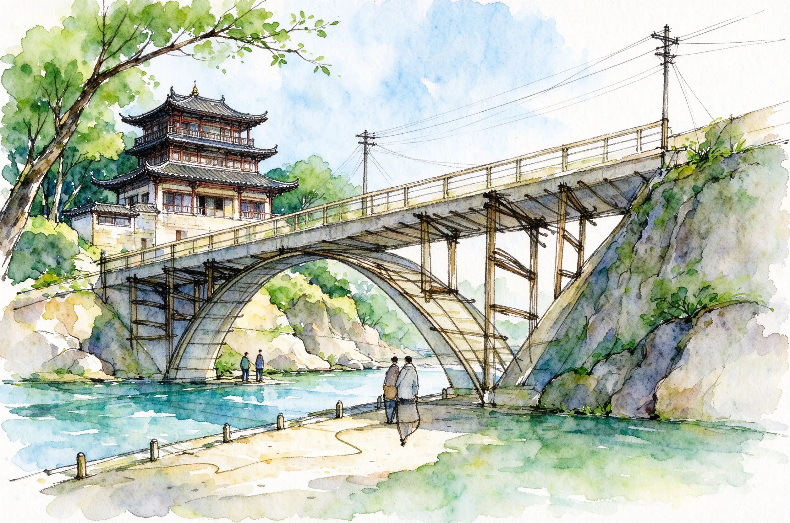 水彩_拱桥结构速写.webp