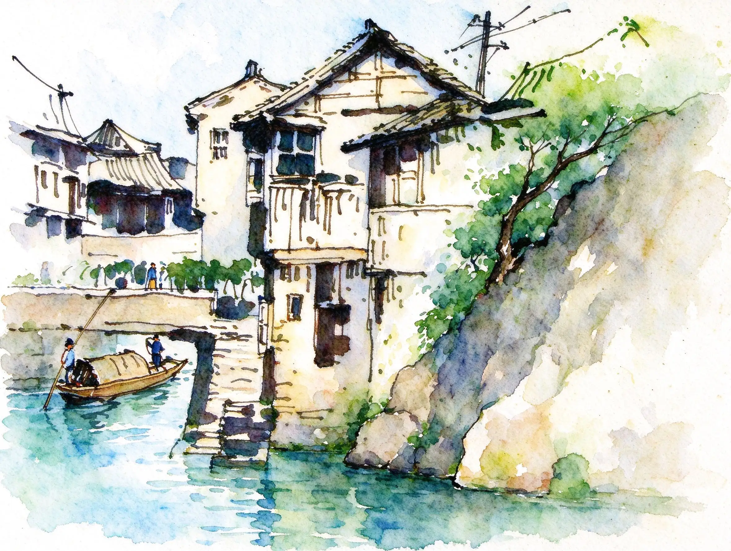 水彩_水乡吊脚楼.webp