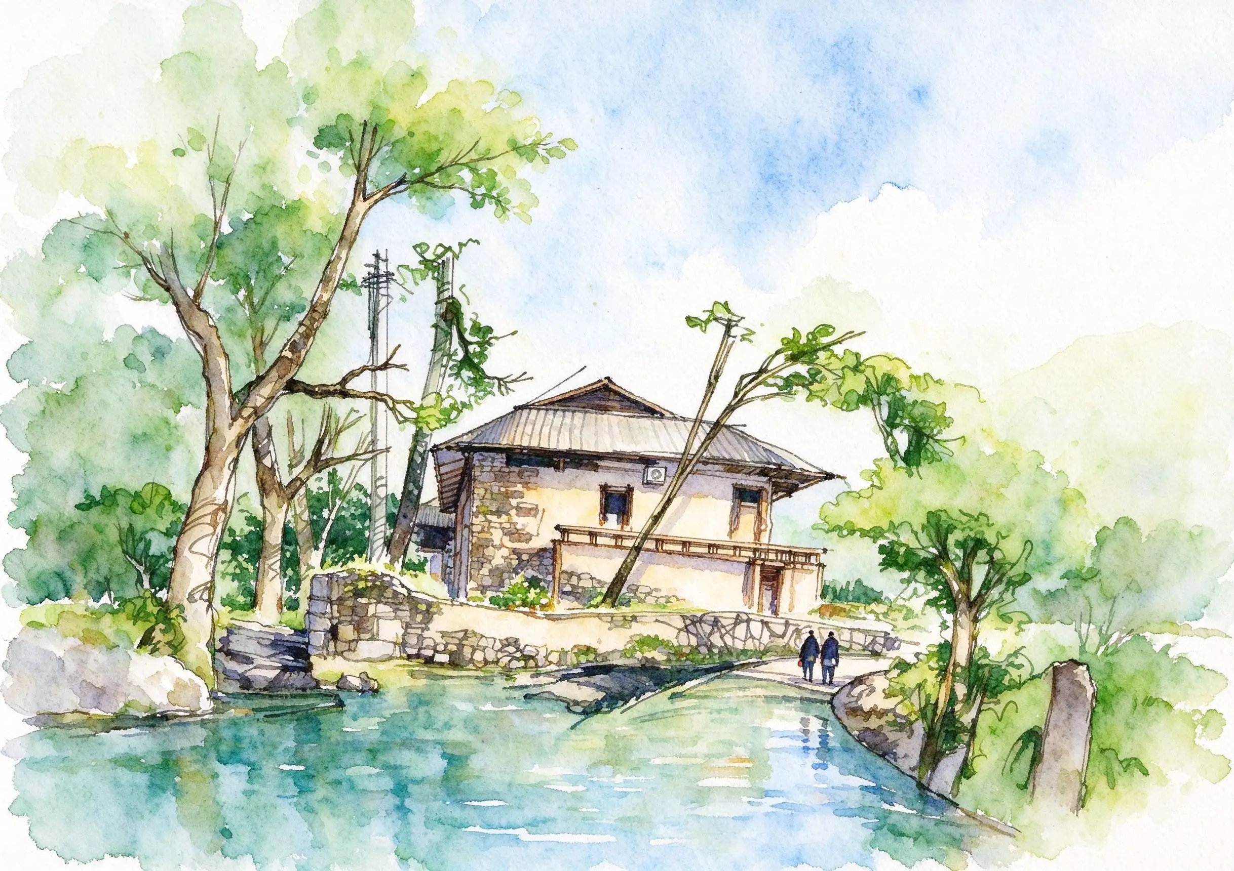 水彩_水岸石砌小屋.webp
