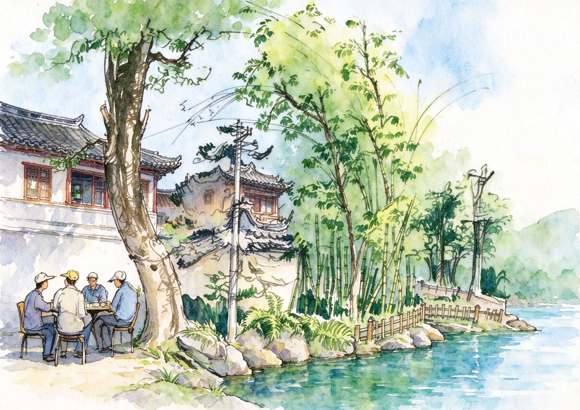 水彩_江畔竹林雅集.webp