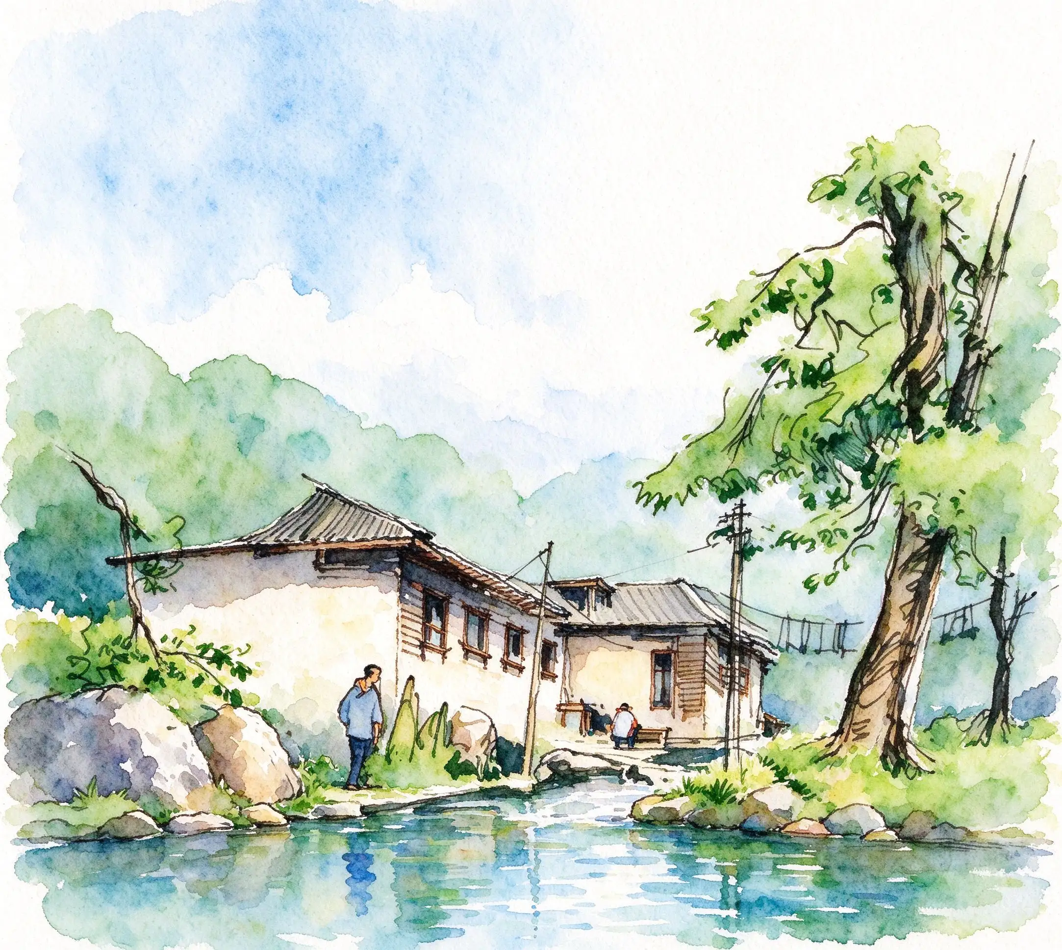 水彩_溪边林边屋舍.webp