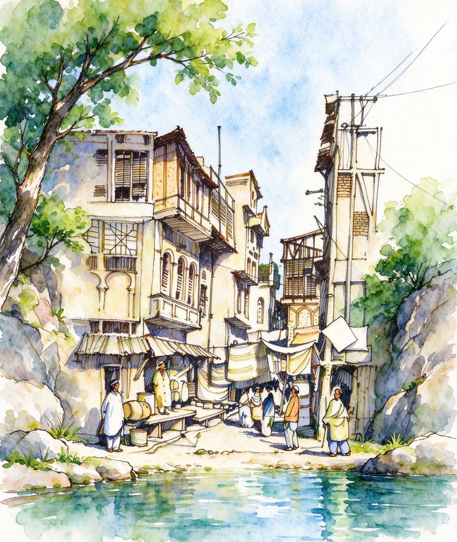 水彩_老城骑楼街景.webp