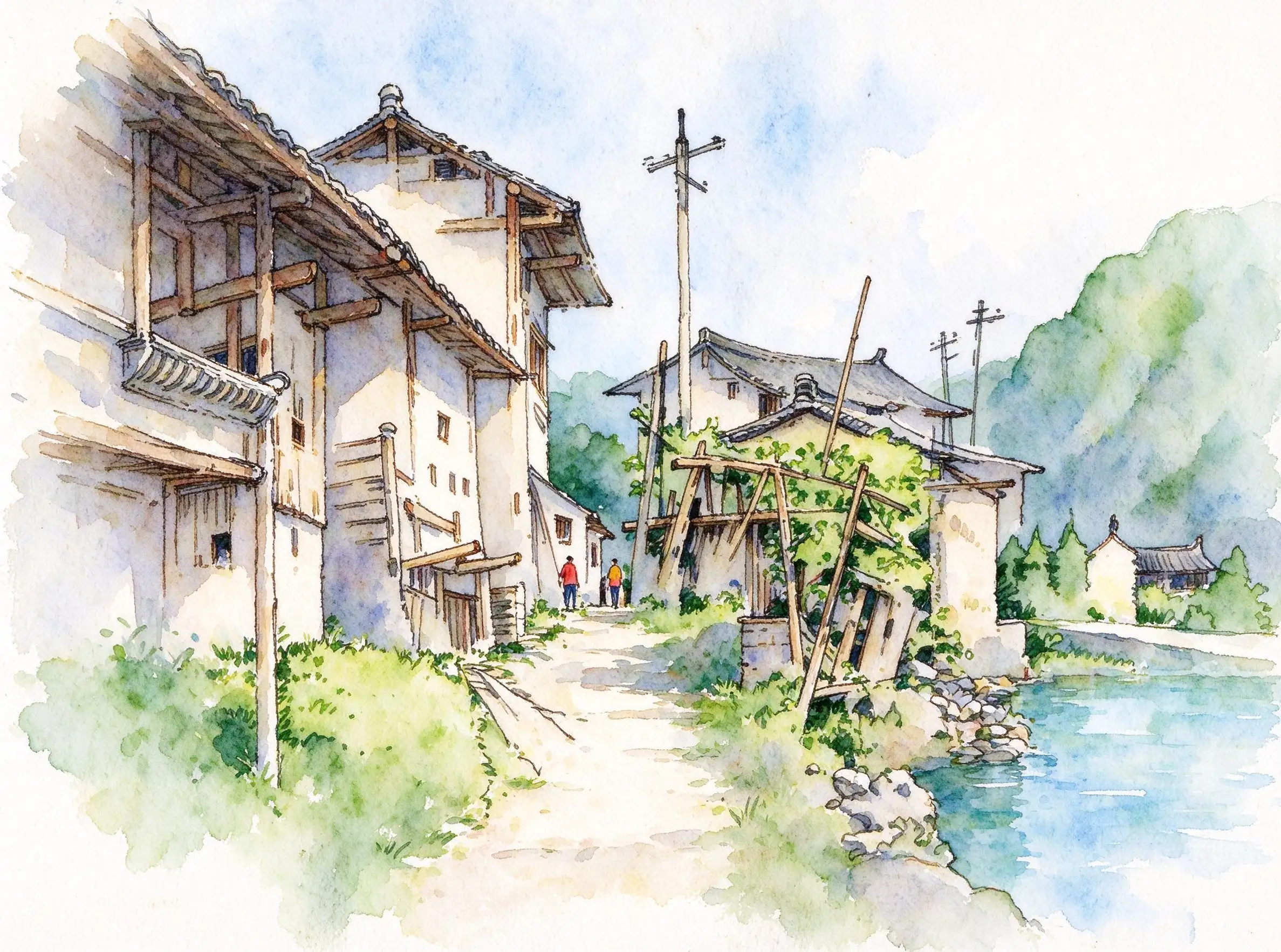 水彩_贵州山村木屋.webp