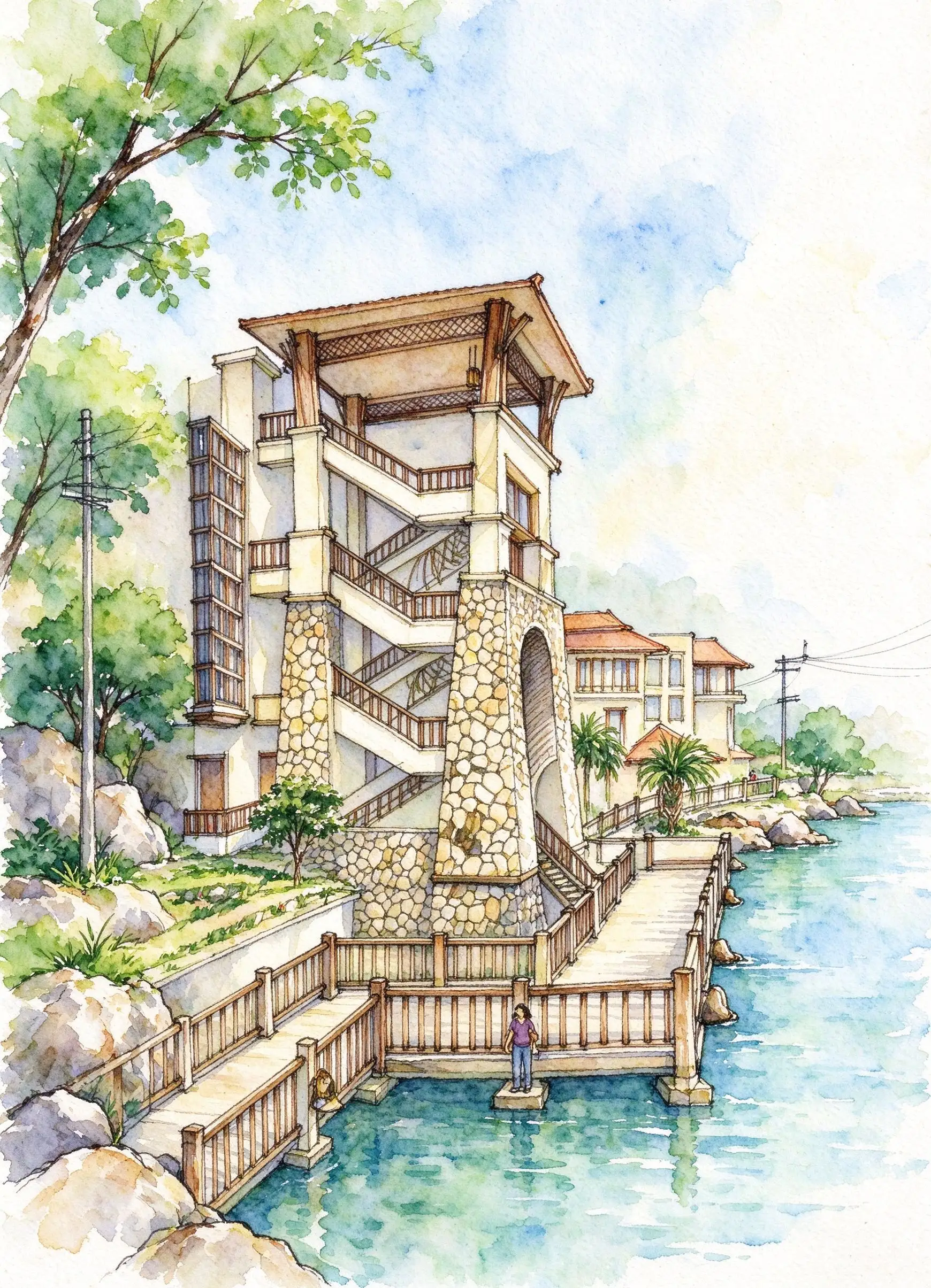 水彩_酒店别墅塔楼水景.webp