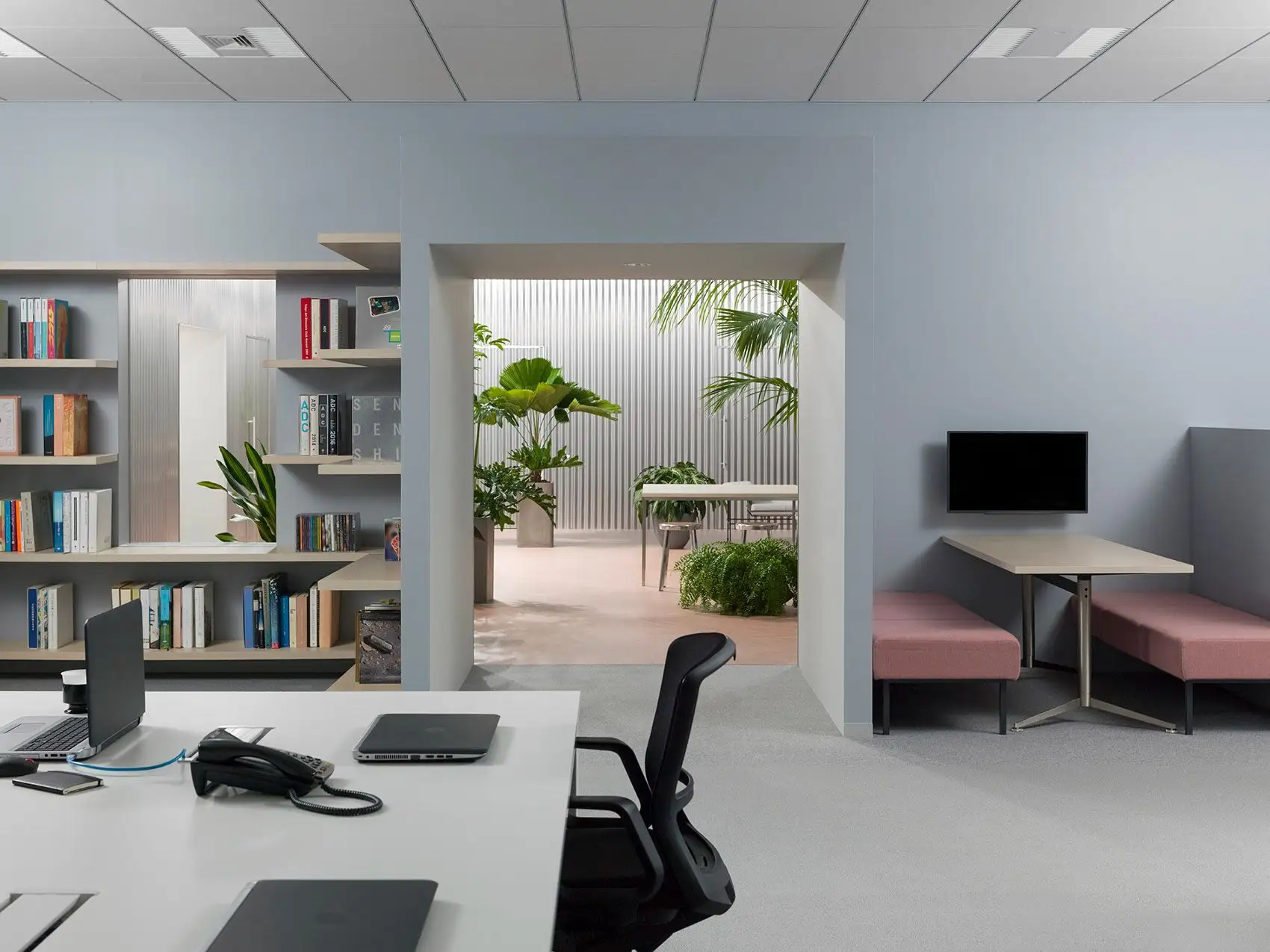 拥有室内花园的办公室，东京 Office Shogo Onodera   2id Architects_02.webp