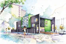 水彩_绿色门面小建筑