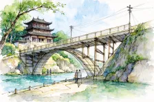 水彩_拱桥结构速写