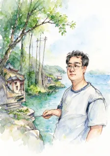 水彩_写生画家肖像