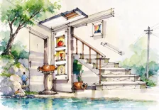 水彩_楼梯间展示墙