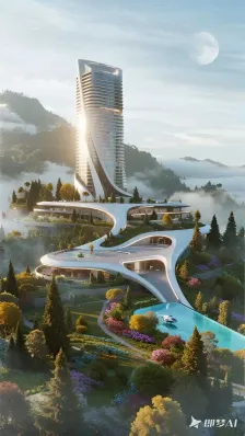 悬浮塔冠捕捉季风｜生物亲和型建筑的形态突围